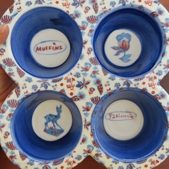 Anthropologie Nathalie Lete Collaboration Muffin 6 Cups Stoneware - Picture 4 of 9